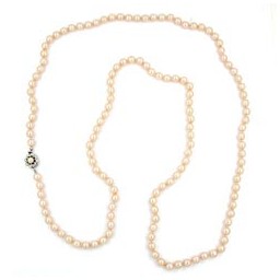 necklace glass beads apricot coloured 120cm