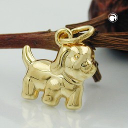 pendant dog matt-shining 9k gold