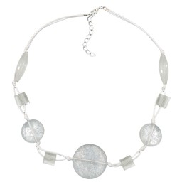 necklace white transparent beads knotted white cord