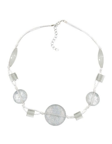 necklace white transparent beads knotted white cord