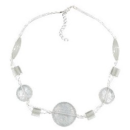 necklace white transparent beads knotted white cord