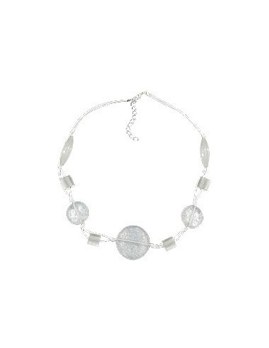 necklace white transparent beads knotted white cord