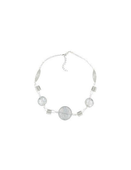 necklace white transparent beads knotted white cord