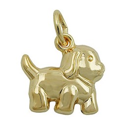 pendant dog matt-shining 9k gold