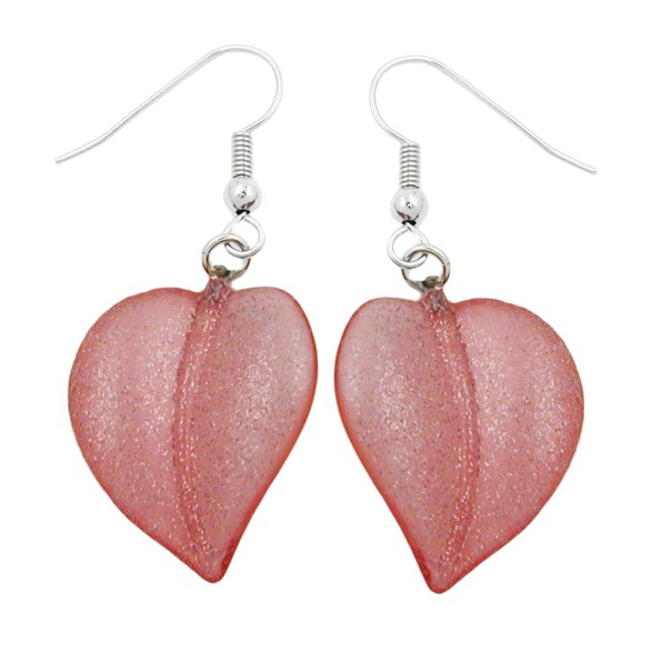 hook earrings leaf bead rose