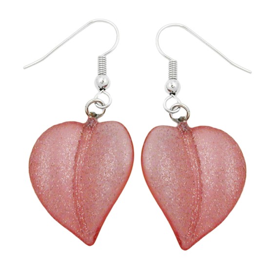 hook earrings leaf bead rose