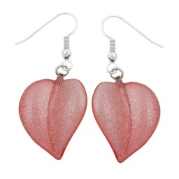 hook earrings leaf bead rose