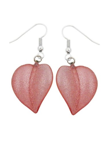 hook earrings leaf bead rose