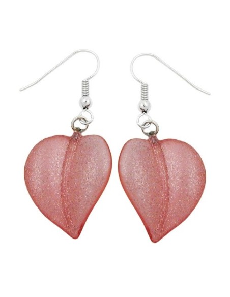 hook earrings leaf bead rose