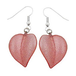 hook earrings leaf bead rose