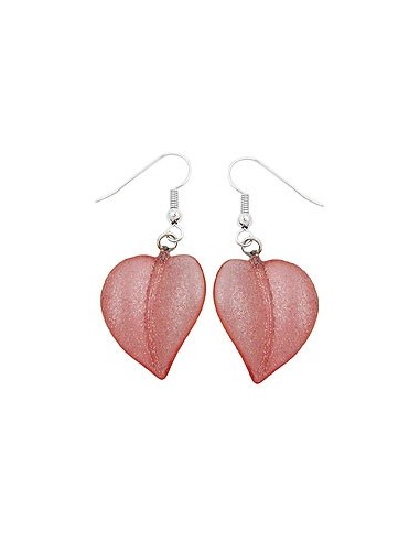 hook earrings leaf bead rose