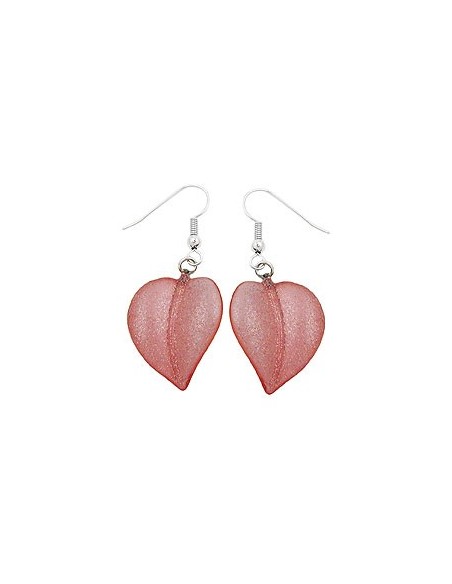 hook earrings leaf bead rose