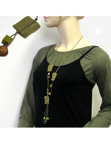 necklace pillow beads olive glossy waved