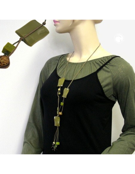 necklace pillow beads olive glossy waved