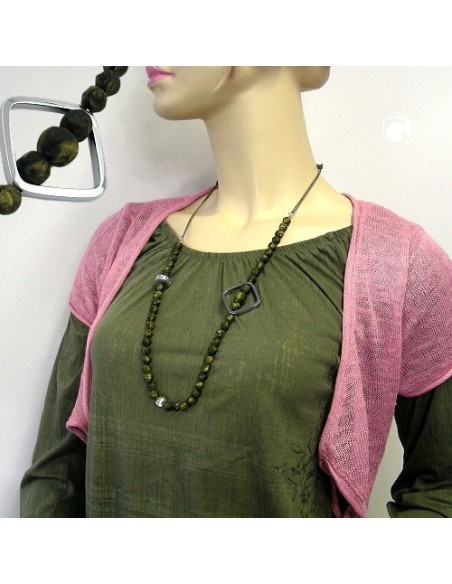 necklace baroque olive beads chrome square bead