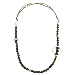 necklace baroque olive beads chrome square bead