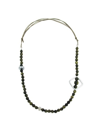 necklace baroque olive beads chrome square bead