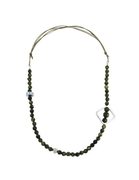 necklace baroque olive beads chrome square bead