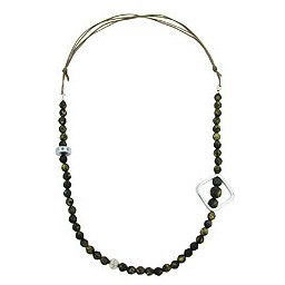 necklace baroque olive beads chrome square bead