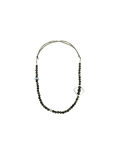 necklace baroque olive beads chrome square bead