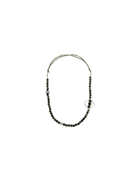 necklace baroque olive beads chrome square bead
