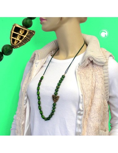 necklace dark green/ green marbled