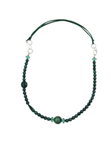 necklace green/ turquoise/ silky chrome rings