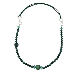 necklace green/ turquoise/ silky chrome rings