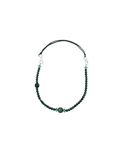necklace green/ turquoise/ silky chrome rings