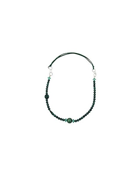 necklace green/ turquoise/ silky chrome rings