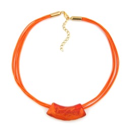 necklace flat curved tube apricot marbled