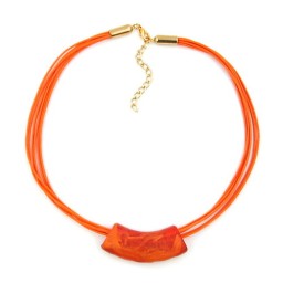 necklace flat curved tube apricot marbled