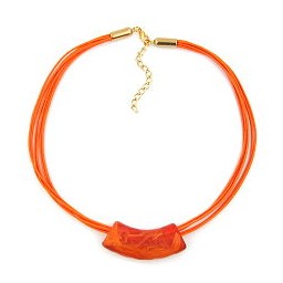 necklace flat curved tube apricot marbled