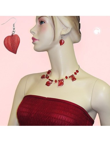 hook earrings leaf bead red