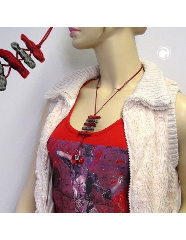 necklace red/ antique silver beads unique design