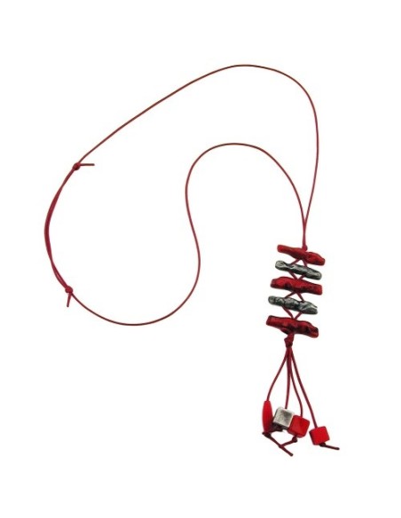 necklace red/ antique silver beads unique design