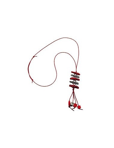 necklace red/ antique silver beads unique design