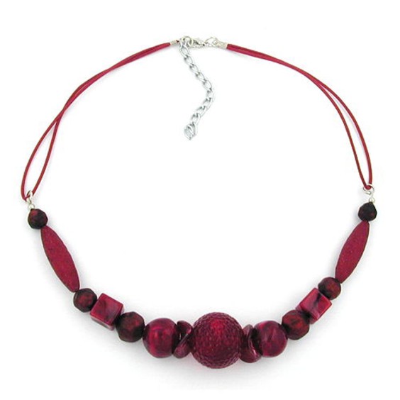 necklace bordeaux/ dark red marbled beads