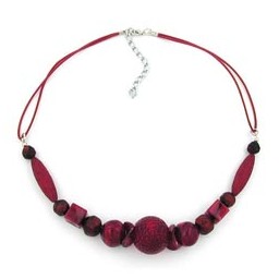 necklace bordeaux/ dark red marbled beads