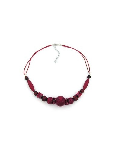 necklace bordeaux/ dark red marbled beads