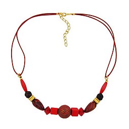 necklace red/ gold coloured & marbled beads