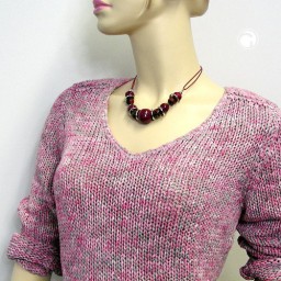 necklace bordeaux/ red/ chrome coloured beads