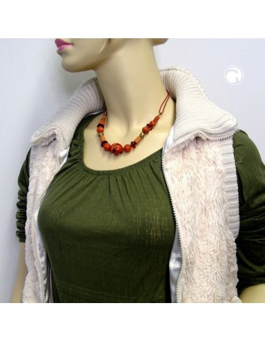 necklace different beads red/ rust/ orange