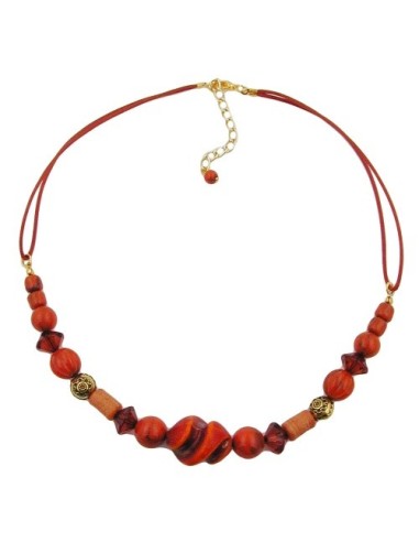 necklace different beads red/ rust/ orange