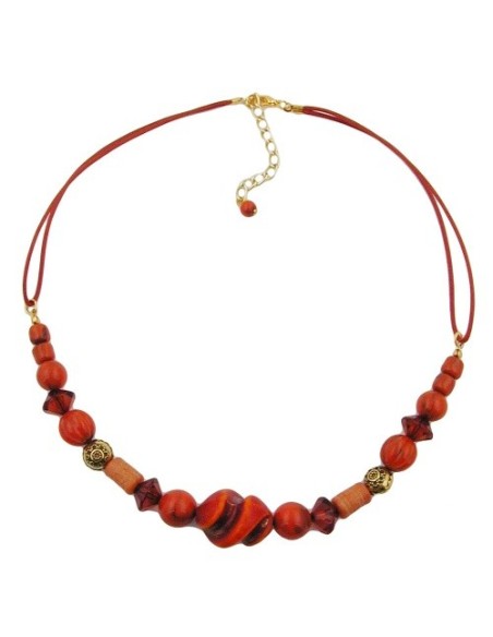 necklace different beads red/ rust/ orange
