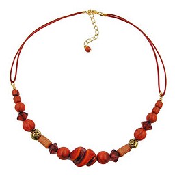 necklace different beads red/ rust/ orange