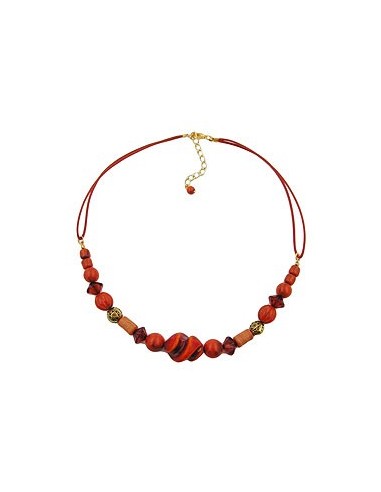 necklace different beads red/ rust/ orange