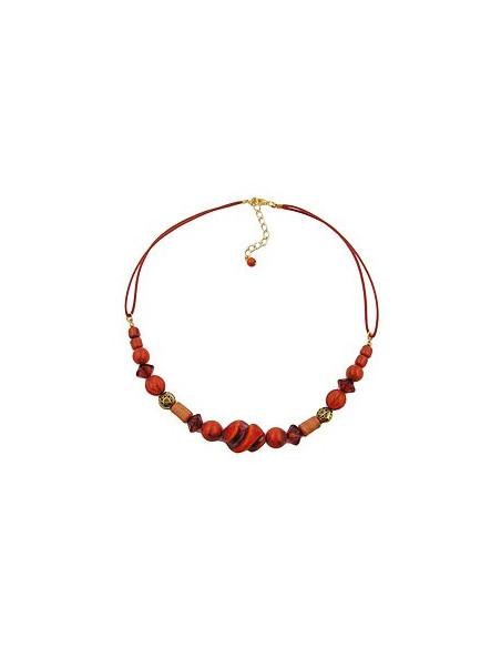 necklace different beads red/ rust/ orange