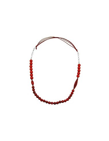 necklace beads raspberry red silky colours