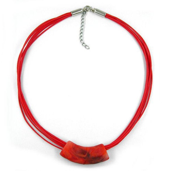 necklace tube flat curved light red 50cm